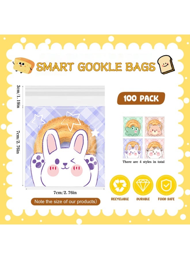 روعة 100 قطعة أكياس ملفات تعريف الارتباط لطيفة ذاتية الختم ، أكياس وجبات خفيفة ذاتية اللصق مقاس 7 × 7 سم ، أكياس هدايا من السيلوفان المسطحة لحفلات الأطفال ، أكياس حلوى الزفاف ، أكياس الحلوى ، أكياس التخزين ، أكياس تغليف وتخزين المواد الغذائية الشفافة ، (متعددة الأنماط ، صديقة للبيئة) - Image 2