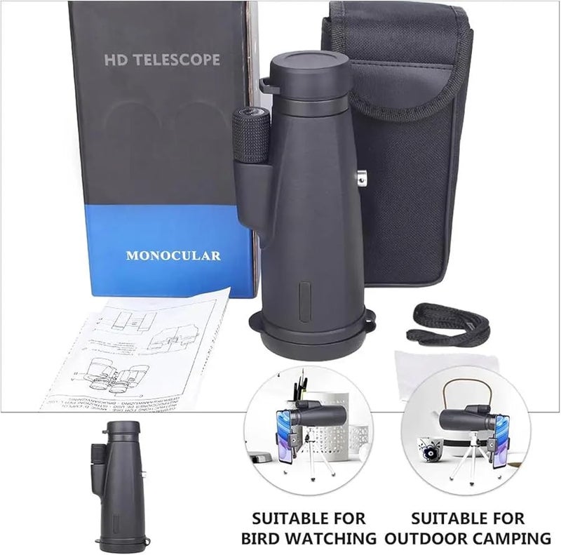 تلسكوب عالي الطاقة 12X مقاوم للماء مع منشور BAK4 وبصريات معدنية مع مشبك للهاتف الذكي - Image 4