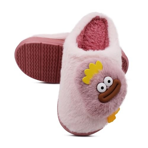 VRITRAZ Women’s Adorable Plush Furry Slippers | Cute Cartoon Design | Warm Comfortable Anti-Slip Slides (Pink, Size 7) - Image 4