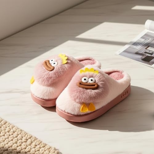 VRITRAZ Women’s Adorable Plush Furry Slippers | Cute Cartoon Design | Warm Comfortable Anti-Slip Slides (Pink, Size 7) - Image 2