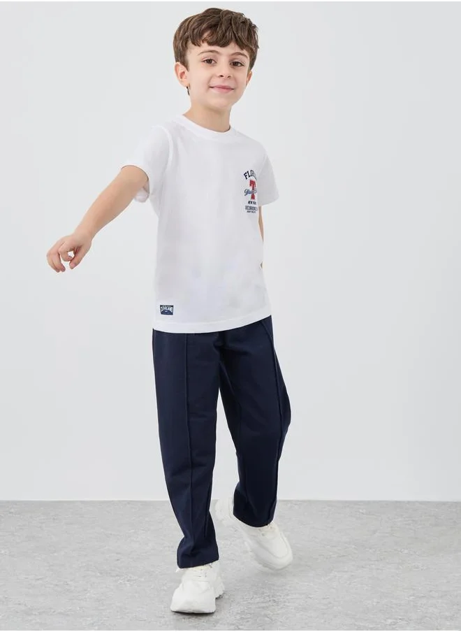 ستايلي Styli Boys Blue Solid Pin Tuck Joggers with Drawstring