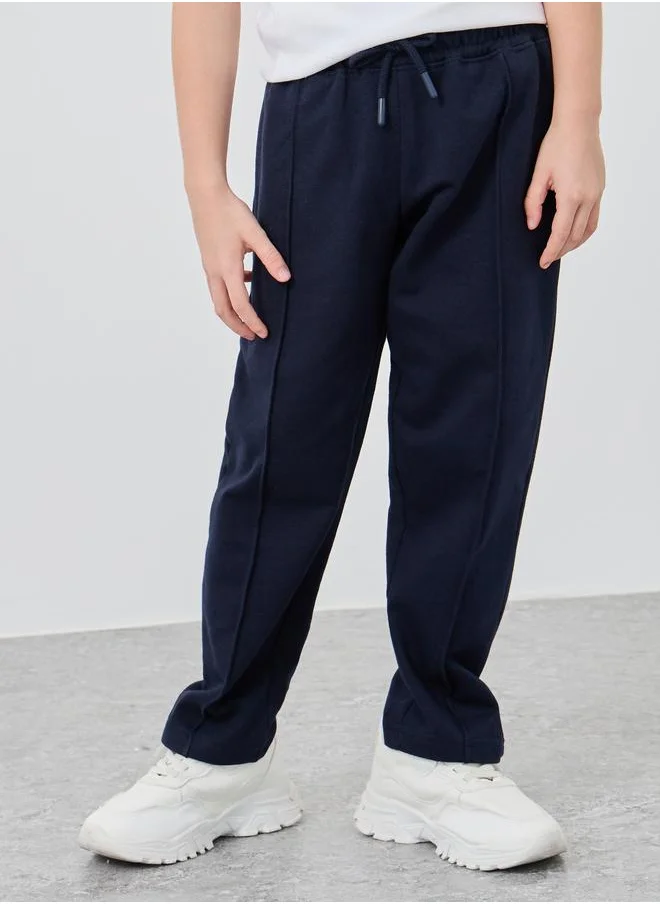 ستايلي Styli Boys Blue Solid Pin Tuck Joggers with Drawstring