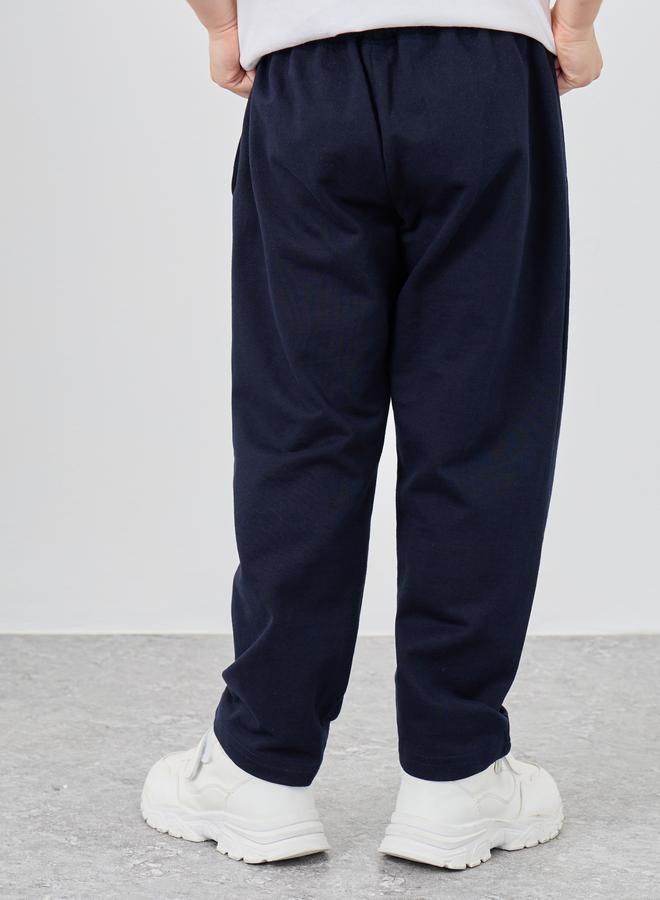 Styli Boys Blue Solid Pin Tuck Joggers with Drawstring - Image 4