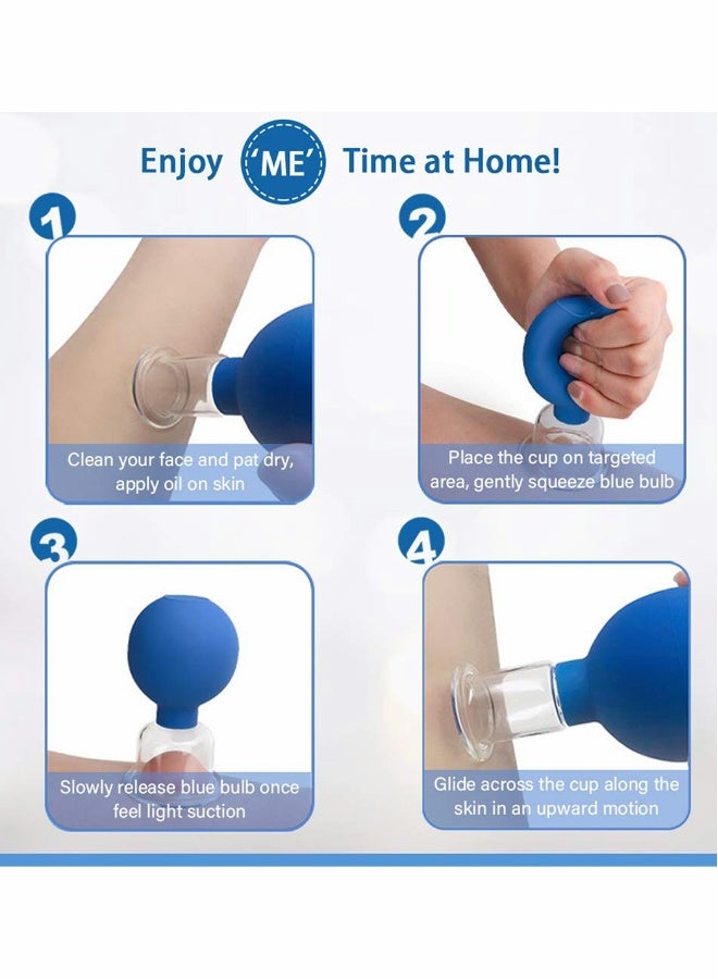 مجموعة مكابس الوجه الزجاجية للعلاج بالتخلخل، أكواب تدليك فراغية للوجه للتجاعيد ومكافحة السيلوليت، 4 قطع - Image 5