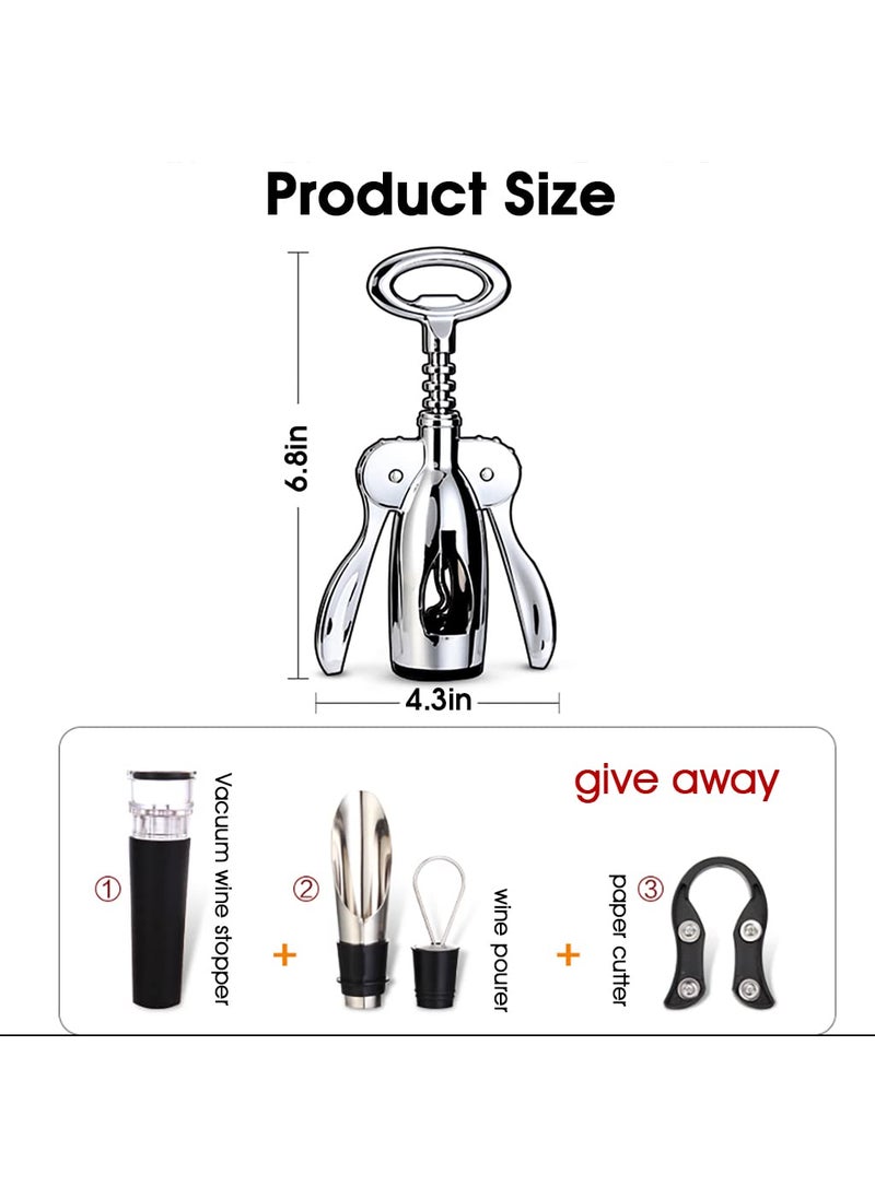 HASTHIP HASTHIP 4 PCS Wine Opener Stainless Steel Corkscrew Set with Vacuum Wine Stopper Wine Foil Cutter Wine Aaerator Pourer Wine Corkscrew Supplies Set for Kitchen Restaurant Bars Gifts for Wine Lover  - Image 2