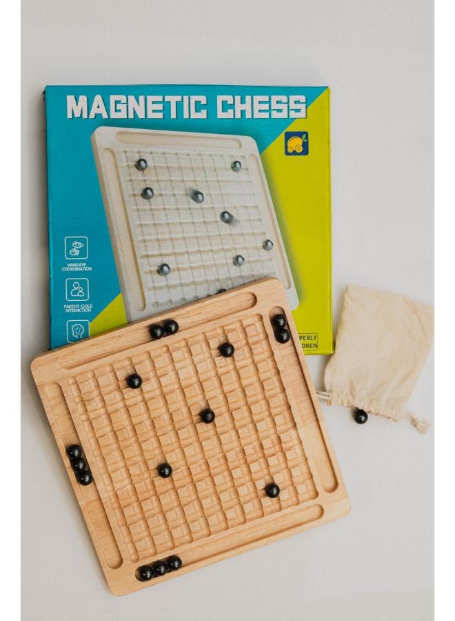 Magnetic New 2025 Interactive Wooden Board Game, Magnetic Chess Game, Magnetic Chess Game with Stones, Family Board Games Party Games for Kids and Adults, Strategy Board Games, New Varnished Version. 