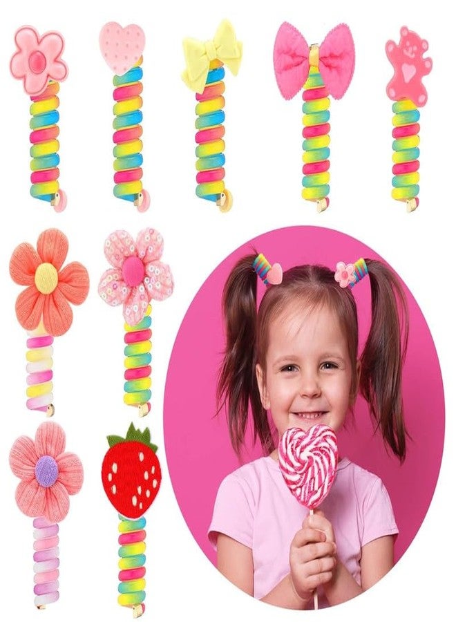 CHIROGRAPHY 4Pcs multidesign Colorful Telephone Wire Hair Bands for Kids Candy Colors Braided Hair Ties Stylish Telephone Line Hair Bands Ponytail Phone Cord Hair Ties Ponytail Holder Accessories - Image 2