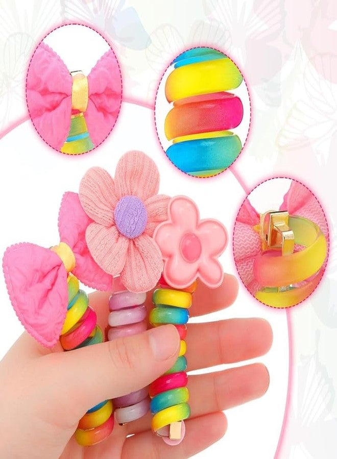 CHIROGRAPHY 4Pcs multidesign Colorful Telephone Wire Hair Bands for Kids Candy Colors Braided Hair Ties Stylish Telephone Line Hair Bands Ponytail Phone Cord Hair Ties Ponytail Holder Accessories - Image 3