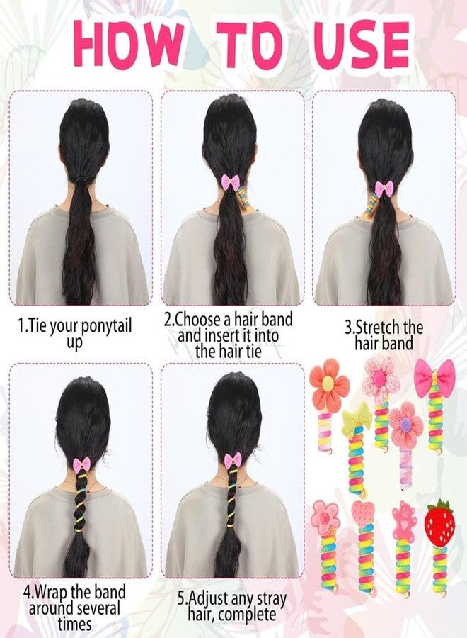 CHIROGRAPHY 4Pcs multidesign Colorful Telephone Wire Hair Bands for Kids Candy Colors Braided Hair Ties Stylish Telephone Line Hair Bands Ponytail Phone Cord Hair Ties Ponytail Holder Accessories - Image 5