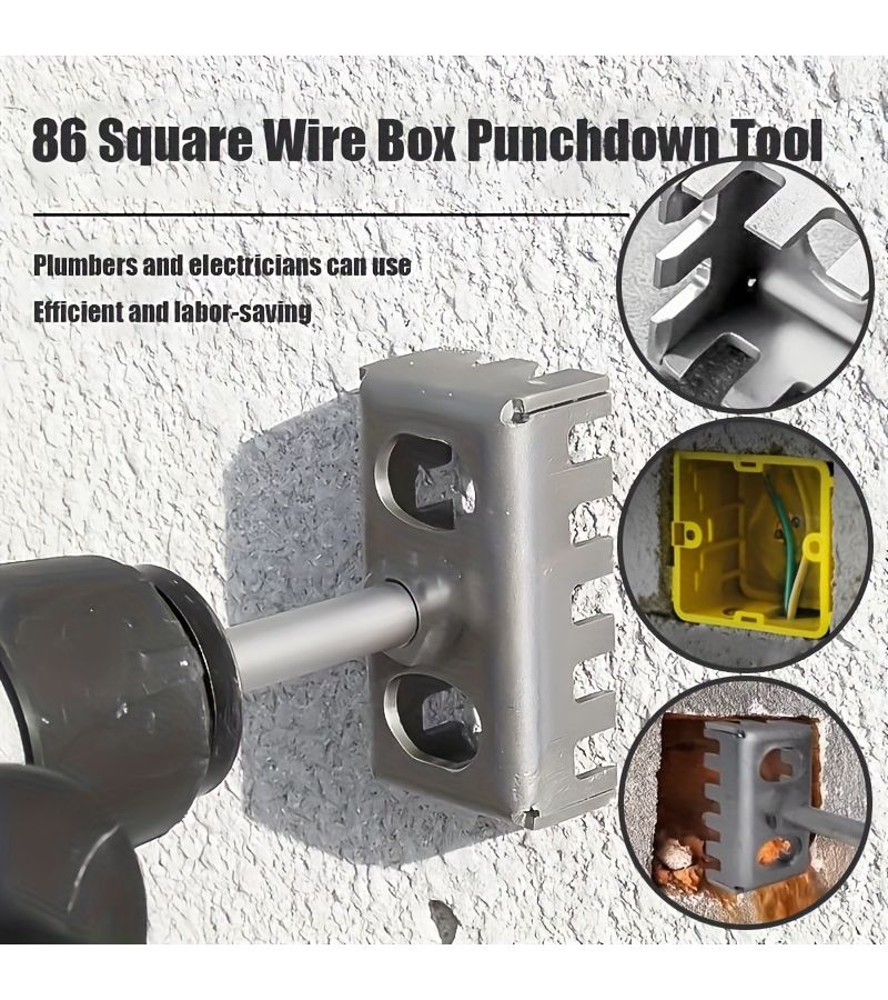 86 Type Switch Base Milling Cutter Heavy Duty Hammer Tool Accessory Round Shank SDS Plus Portable Square Socket Punch No Disassembly Safety Design Serrated Design With Dual Waste Grooves For Professional Electrical Installation Durable Construction - Image 2