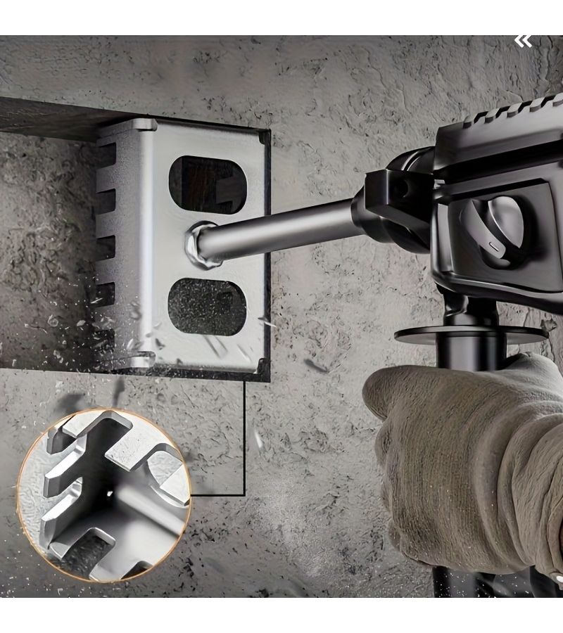 86 Type Switch Base Milling Cutter Heavy Duty Hammer Tool Accessory Round Shank SDS Plus Portable Square Socket Punch No Disassembly Safety Design Serrated Design With Dual Waste Grooves For Professional Electrical Installation Durable Construction - Image 4
