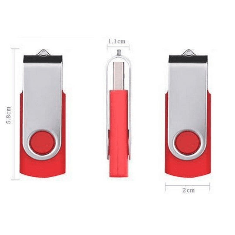 محرك ذاكرة فلاش USB2.0 معدني دوار مشرق بسعة 16 جيجا - علبة تخزين بيانات محمولة قابلة للتوصيل والاستخدام فورًا (لون عشوائي) - Image 3