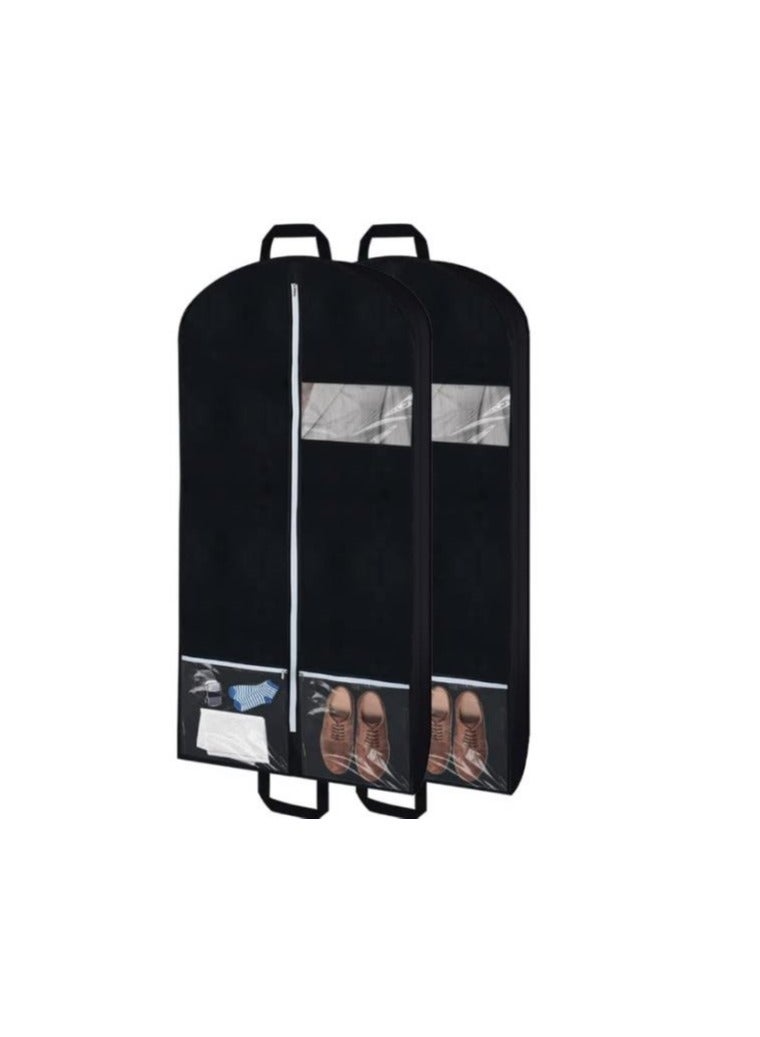 Travel Garment Bags for Men and Women with 2 Clear Pockets - Hanging Storage Bags for Suits, Shirts, Coats, and Dresses - Ideal for Plane and Car Travel (128*58*10cm)  - Image 1