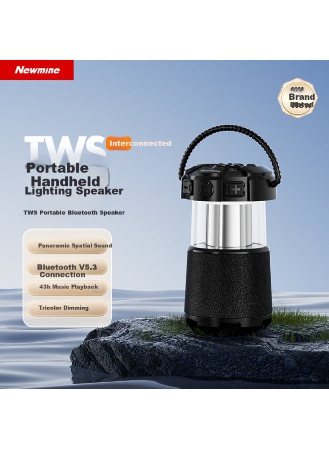 Newmine Wireless Bluetooth Speaker, Portable Outdoor Camping Speaker, High-quality Computer Speaker, Subwoofer, Surround Sound Camping Speaker, Stereo, Compatible With Apple, Huawei, Xiaomi, Black - Image 1