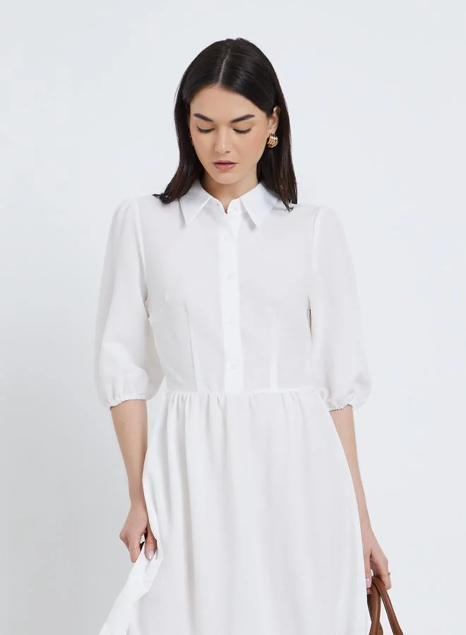 Take Two Take Two Elegant White Maxi Dress with 3/4 Sleeves