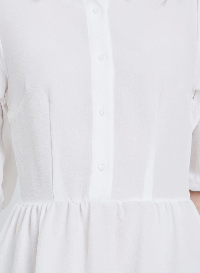 Take Two Elegant White Maxi Dress with 3/4 Sleeves - Image 4