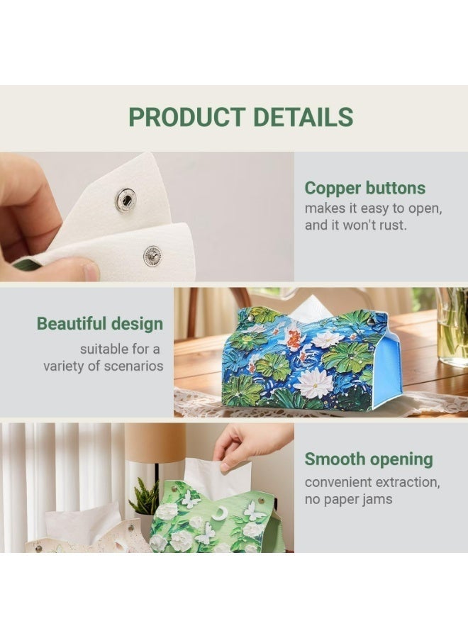 2 pcs Leather Tissue Box Cover Rattan Style,Tissue Holder Rectangular Napkin Tissue Box Holder, Tissue Tolder Modern Facial Paper Organizer, Waterproof Tissue Case, For Living Room Bedroom Bathroom Office - Image 5
