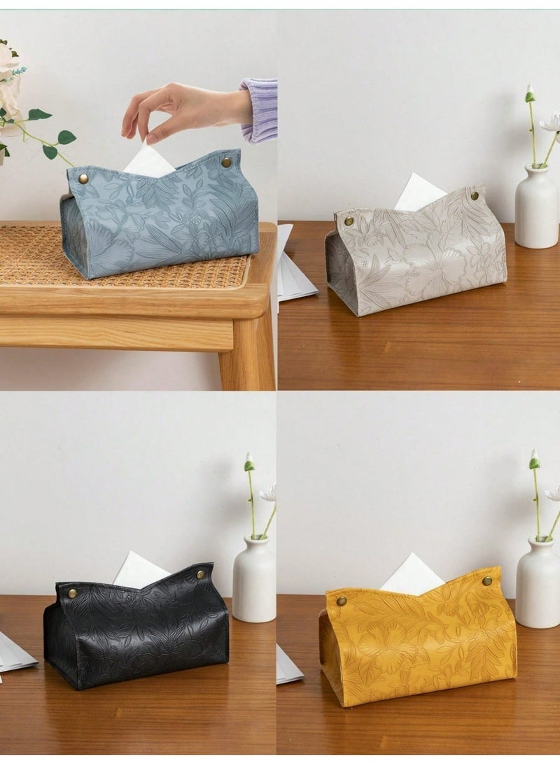 2 pcs Leather Tissue Box Cover Rattan Style,Tissue Holder Rectangular Napkin Tissue Box Holder, Tissue Tolder Modern Facial Paper Organizer, Waterproof Tissue Case, For Living Room Bedroom Bathroom Office - Image 4