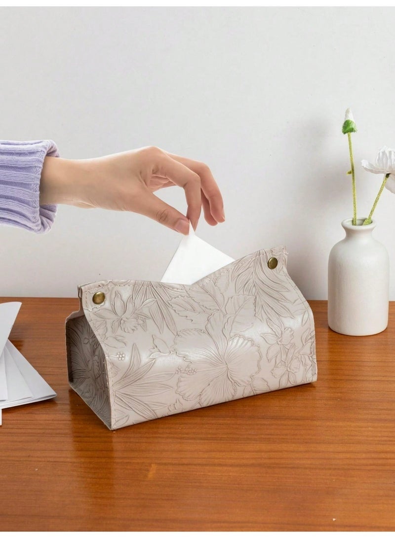 2 pcs Leather Tissue Box Cover Rattan Style,Tissue Holder Rectangular Napkin Tissue Box Holder, Tissue Tolder Modern Facial Paper Organizer, Waterproof Tissue Case, For Living Room Bedroom Bathroom Office - Image 2