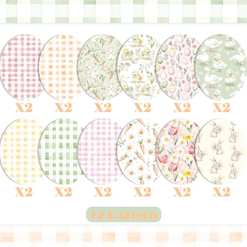Fabllewavi 24 Sheets Watercolor Easter Scrapbook Paper, Bunny Eggs Duck Flowers and Carrots Patterns Decorative Craft Paper Folded Flat for Easter Card Making Spring Party Photo Album Decor, 12'' x 12'' - Image 3