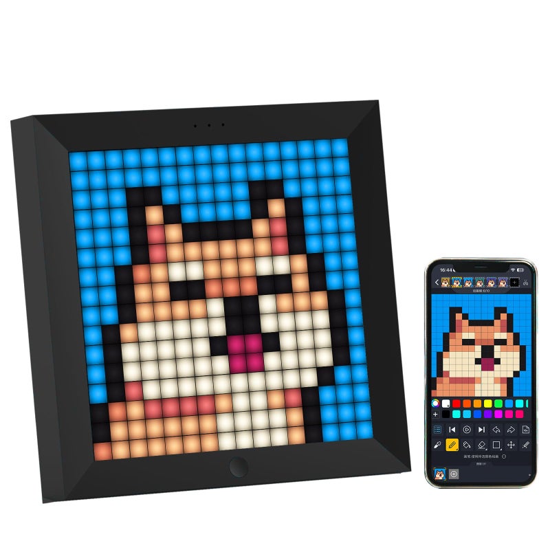 Divoom Pixoo - Pixel Art Digital Picture Frame with 16x16 LED Display APP Control - Cool Animation Frame Wall/Desk Mount for Gaming Room & Bedside Table -Black - Image 1