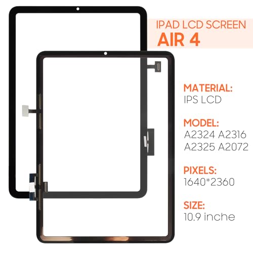 THIRDPOLE for iPad Air 4 Touch Screen Replacement,for iPad Air 2020 4th Gen A2316 A2324 A2072 A2325 10.9“ Touch Screen Panel Digitizer Screen Replacement Full Assembly Repair Kits - Image 2