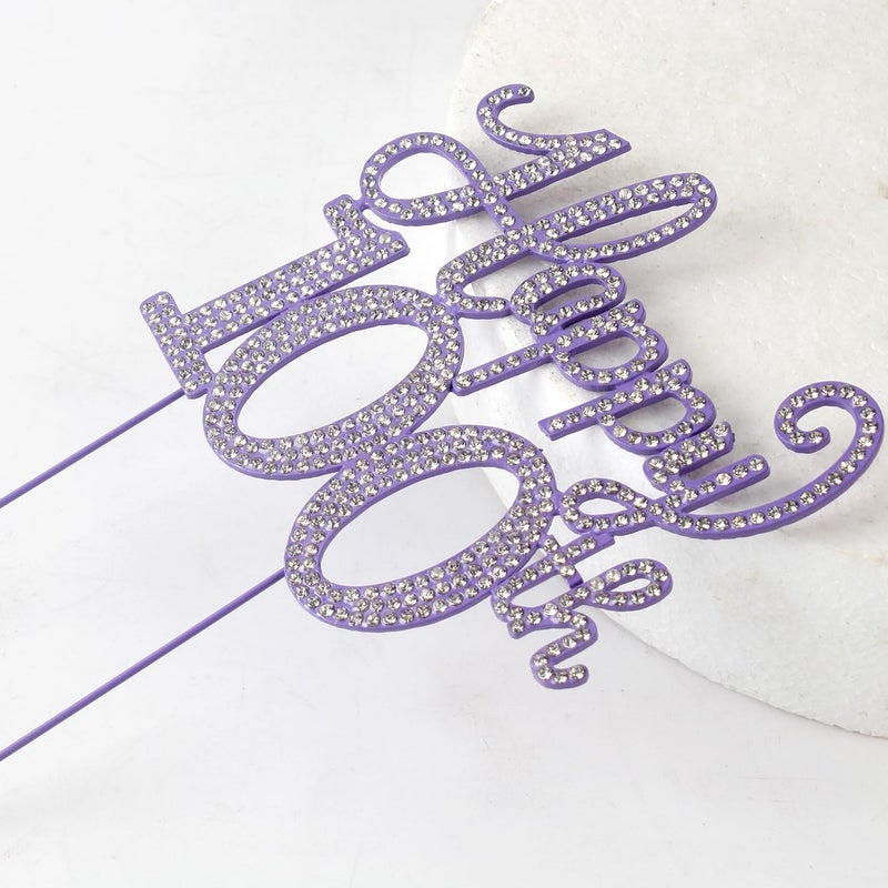 LASKYER Happy 100th Birthday Decorations 100th Birthday Purple Rhinestone Cake Topper - Cheers to 100 Years Old Bday Party Metal Sparkly Cake Centerpieces Sign. - Image 4
