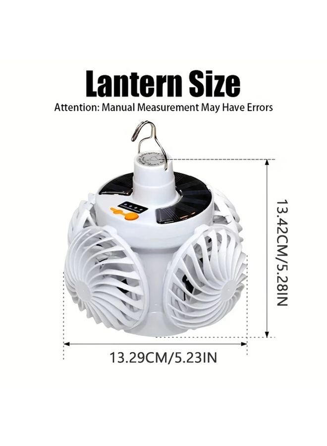 1PC Solar USB Camping Fan Light With Hook Dual Charging Foldable Outdoor Gear - Image 4