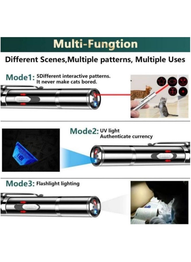 PESNCI - Cat Laser Toy, Red Dot LED Light Pointer Interactive Toys Indoor Cats DogsLaser, Long Range 5 Modes Laser Projection Playpen for Kitten Outdoor Pet Chaser Tease Stick Training Exercise,USB - Image 1