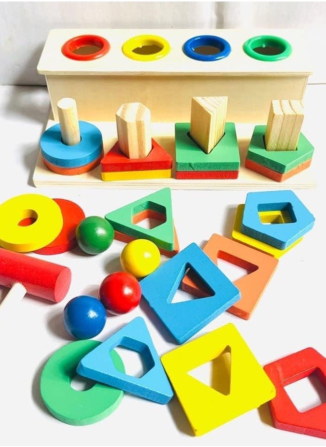 BAYBEE Baybee 2 in 1 Hammering - Pounding Toys Geometric Shapes Stacking and Sorting Toys - Pre School Learning - Educational Toys for Children/Kids 2 3 4 5 Years and Up  - Image 1
