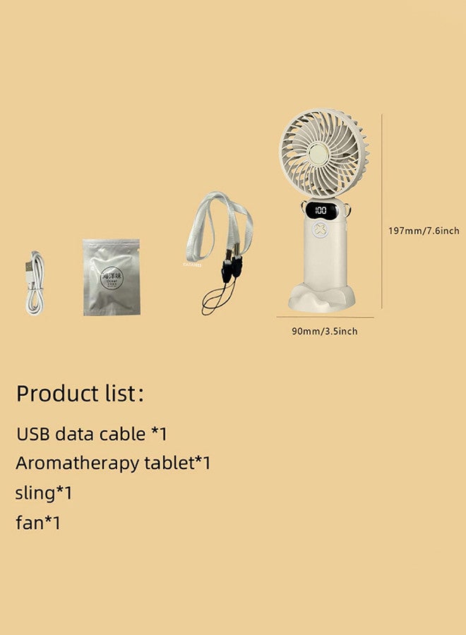 CATANES Hand Held Fan,Portable Handheld USB Rechargeable Table Fans with 5 Speeds,Battery Operated Mini Fan Foldable Fans with LED Display for Home Office Bedroom Outdoor Travel Beige - Image 5