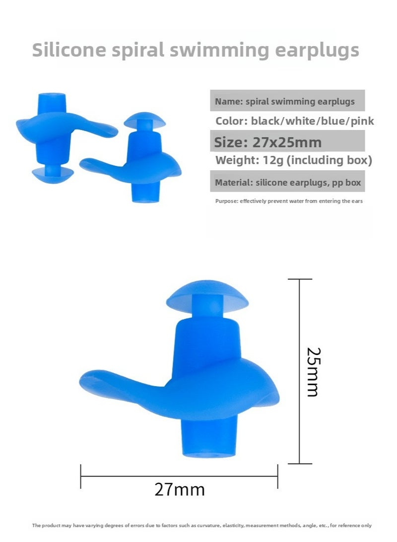 Generic Swimming earplugs set silicone spiral earplugs men and women swimming training sound insulation noise reduction earplugs (send same color silicone swimming cap + random color nose clip)  - Image 2