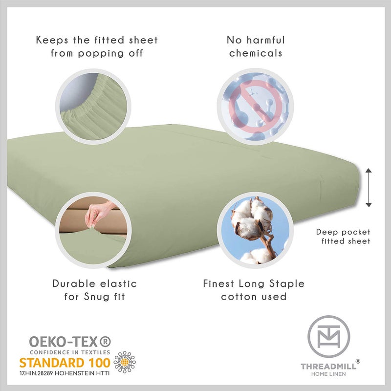 Threadmill - 5 Star Hotel Twin Sheet Set 100% Cotton Sheets  500 Thread Count  Deep Pocket  Snug Fit  Soft & Crisp Best Bedding Sheets Set 3 Piece Set (Twin  Sage Green) - Image 5