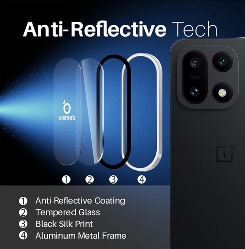 ZARALA Camera Lens Frame Glass Compatible with OnePlus 15R Tempered Glass Aluminum Alloy Frame Individual Camera Lens Protector Cover Silver - Image 5