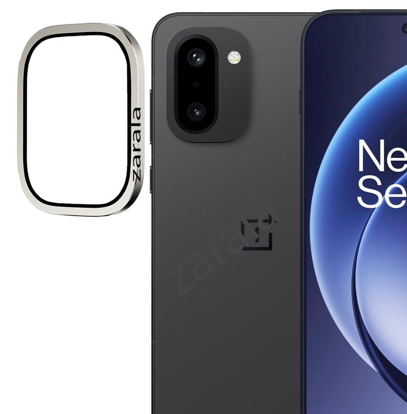 ZARALA Camera Lens Frame Glass Compatible with OnePlus 15R Tempered Glass Aluminum Alloy Frame Individual Camera Lens Protector Cover Silver - Image 1
