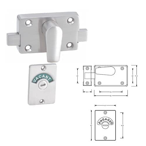 MHS Zinc Alloy Indicator Turn Latch Bolt Engaged and Vacant Privacy Indicator with Screws for Wash Room Office Toilet Trial Room Hotel Bed Room Door Pack of 2 Silver Matt - Image 3