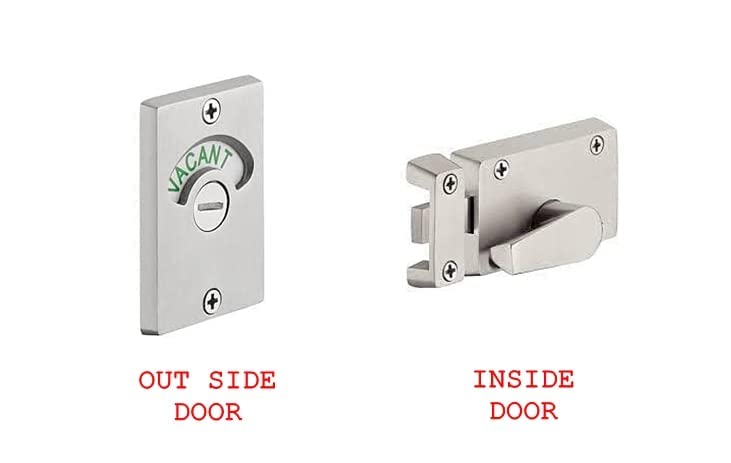 MHS Zinc Alloy Indicator Turn Latch Bolt Engaged and Vacant Privacy Indicator with Screws for Wash Room Office Toilet Trial Room Hotel Bed Room Door Pack of 2 Silver Matt - Image 2