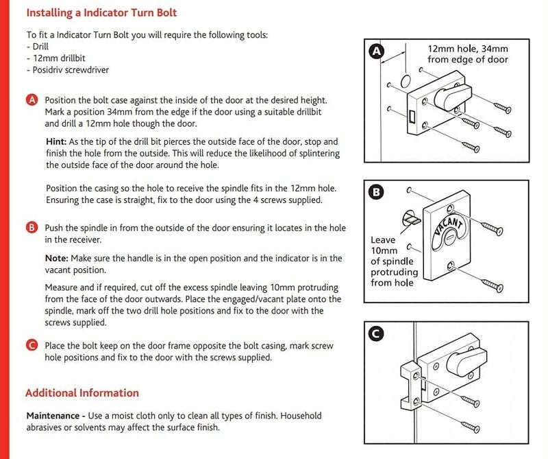 MHS Zinc Alloy Indicator Turn Latch Bolt Engaged and Vacant Privacy Indicator with Screws for Wash Room Office Toilet Trial Room Hotel Bed Room Door Pack of 2 Silver Matt - Image 4