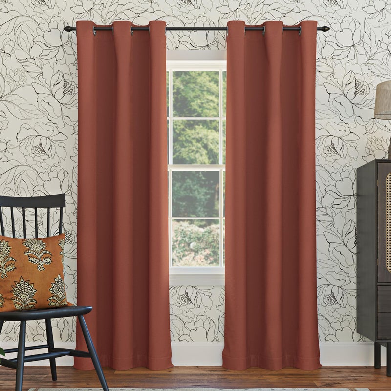 Sun Zero Easton Energy Saving Blackout Grommet Curtain Panel, 40" x 95", Terracotta Orange - Image 1
