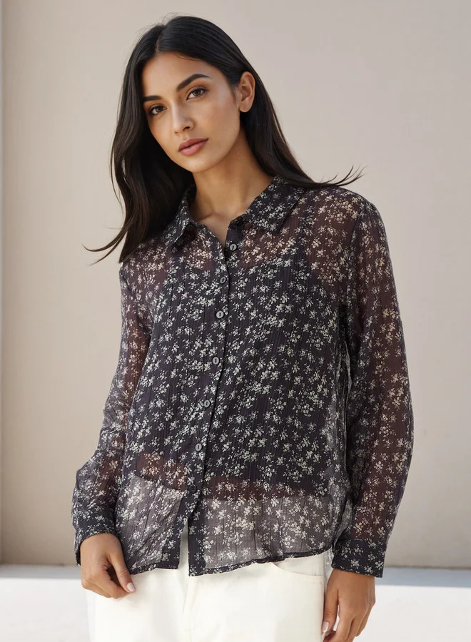 Splash FAV Regular Fit Viscose Floral Print Shirt with Collar