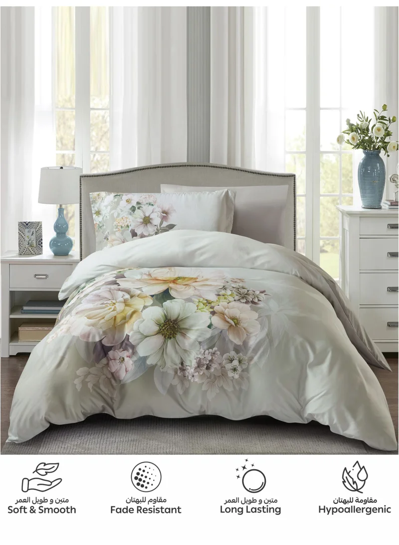 Donetella Digital Print Duvet cover Set,Queen Size 200x230 cm - 4-Pcs Bed Set, ,Emirate Collection, Microfiber - 1 Duvet Cover, 1 Fitted Sheet, 1 Pillow Shams, 1 Pillowcases (Filler Not Include)