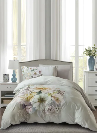 دوناتيلا طقم غطاء لحاف مشجر 4 قطع مقاس كوين يناسب سرير 150×200 سم مايكروفايبر ناعم , تصميم راقي و انيق , يناسب جميع الفصول (لا يشمل حشوة اللحاف)