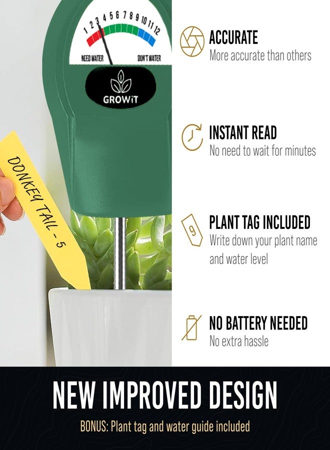 Craft911 GROWIT Soil Water Monitor for Plants - Soil Moisture Meter | Hydrometer for Plants | Plant Moisture Meter Houseplants | Water Tester for Plants | Farming Indoor and Outdoor Plants- Hunter Green - Image 2