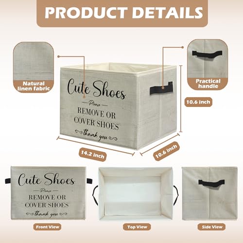 uinwk Shoe Cover Storage Bins Indoor Shoe Cover Reusable Collapsible Storage Box Real Estate Agent Supplies Disposable Shoe Cover Dispenser Box for Open House Foldable Storage Bin - Image 3