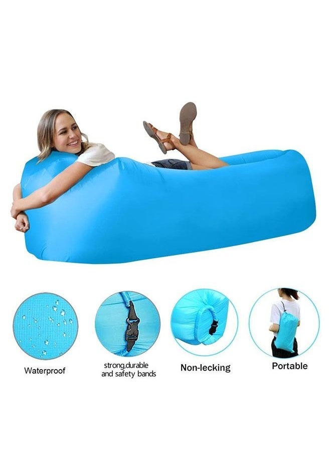 Arabest Outdoor Inflatable Sofa,Portable Beach Camping Sofa,Fast Inflatable,Wear and Scratch Resistant,For Pool/Grass/Yard/Living Room(Blue200*70cm)  - Image 3