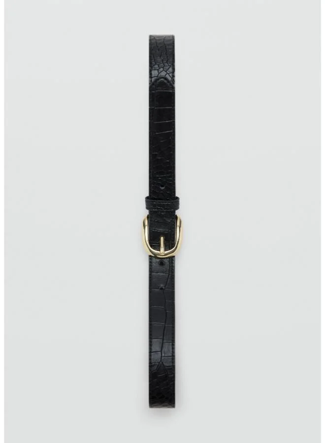 Mango 99-NEGRO Crocodile-effect belt with metal buckle for Women | Best Price UAE