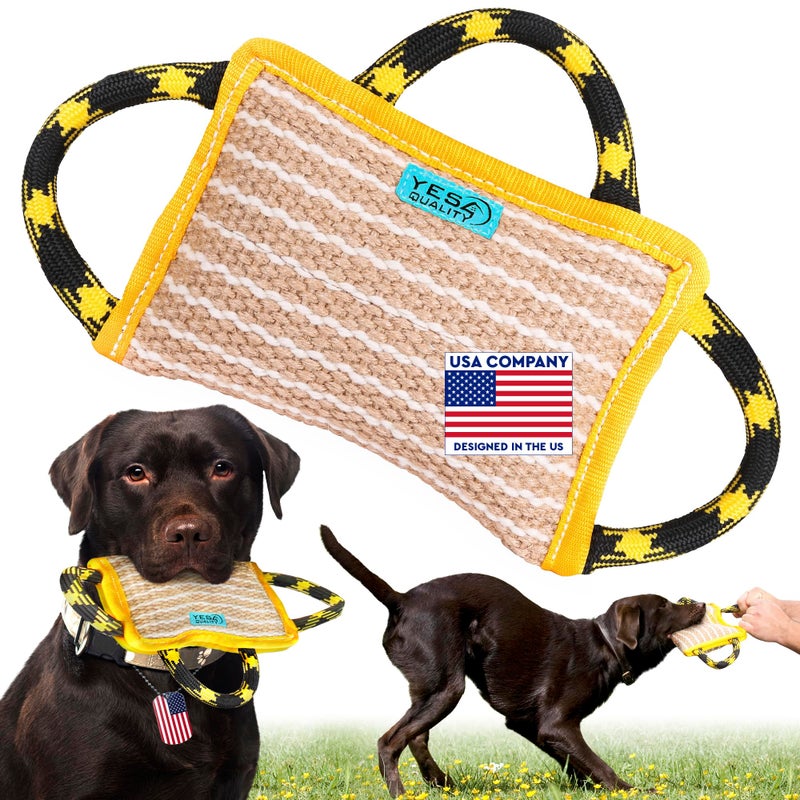 YES4QUALITY Durable Dog Bite Pillow 10x7 Safe Biting Pad with 3 Strong Handles Tough Jute Tug Toy for Medium to Large Dogs Ideal for Tug of War K9 Schutzhund Puppy Training - Image 2