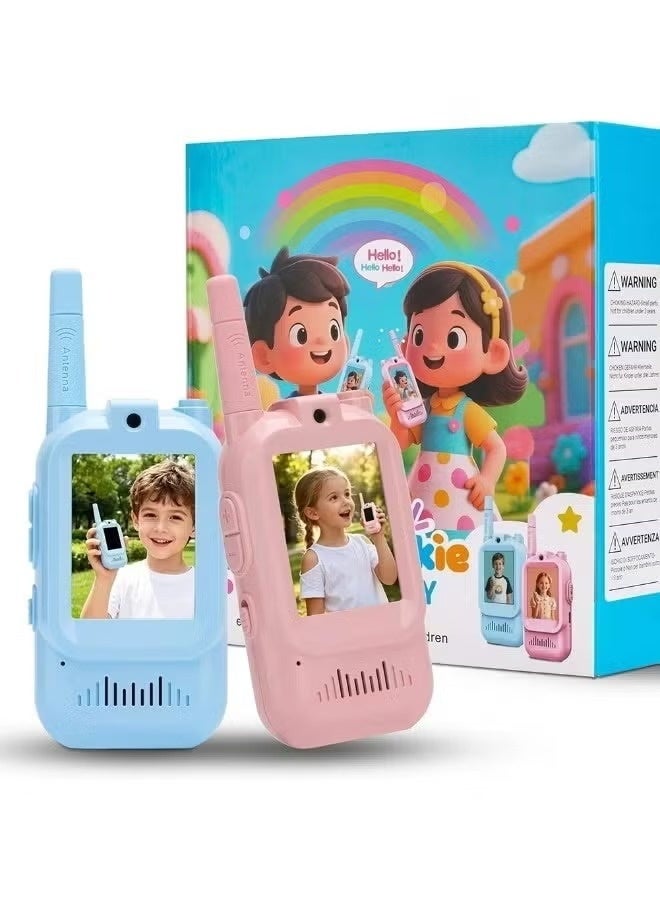2-Pack Kids Toy Video Walky Talky with HD Camera | Rechargeable Long Range Toy for Boys & Girls Ages 3-8 | Voice Changer, Auto Pairing for Outdoor Play, Camping & Travel Gifts | Parent-Child Intercom