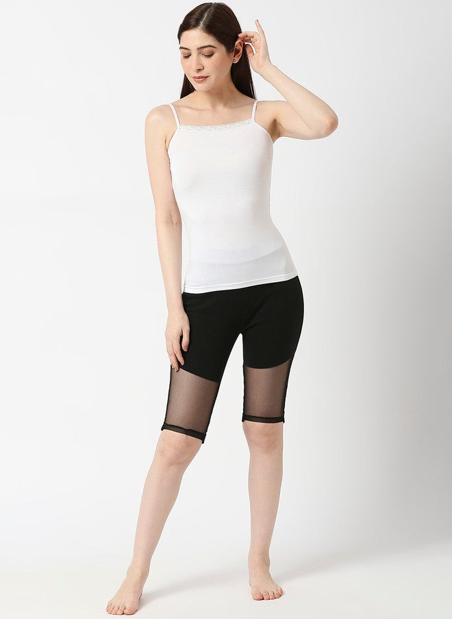 Red Rose RedRose White Cotton Non-Padded Camisole with Adjustable Shoulder Straps - Image 5