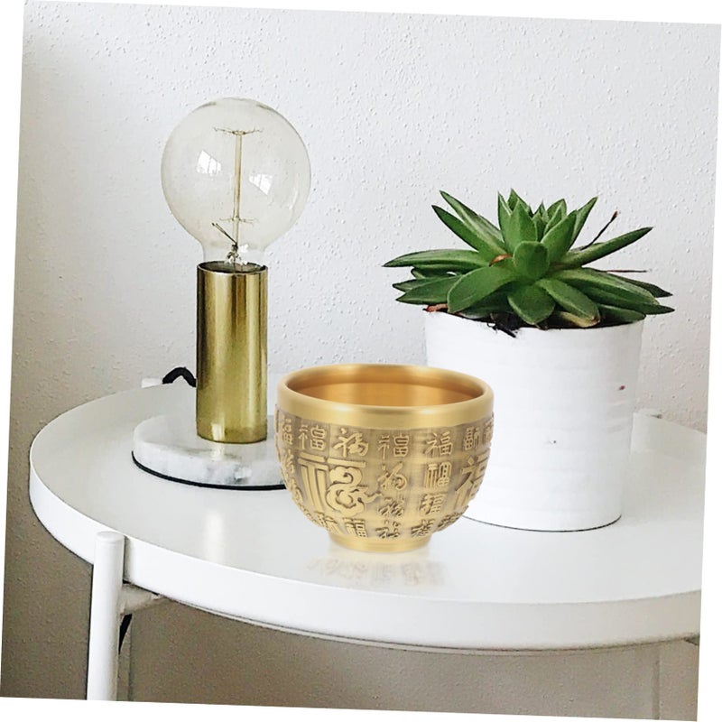 Brass Bowl Treasure Basin Retro Decor Table Centerpiece For Living Room - Image 4